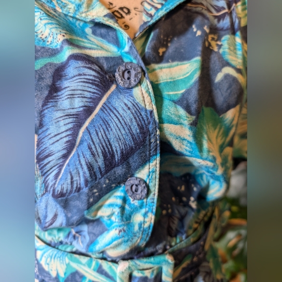 Vintage Blue Tropical Print Women's Dress Size M - Picture 6 of 9